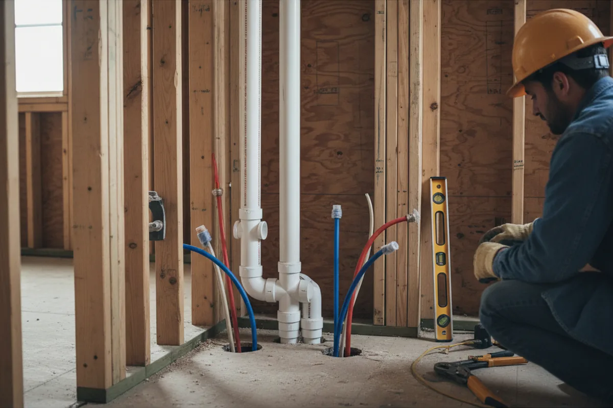 Drain and supply rough-in during Leak Detection in Harpers Ferry